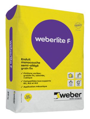 Enduit monocouche projeté WEBERLITE TE 015 Pierre claire sac de