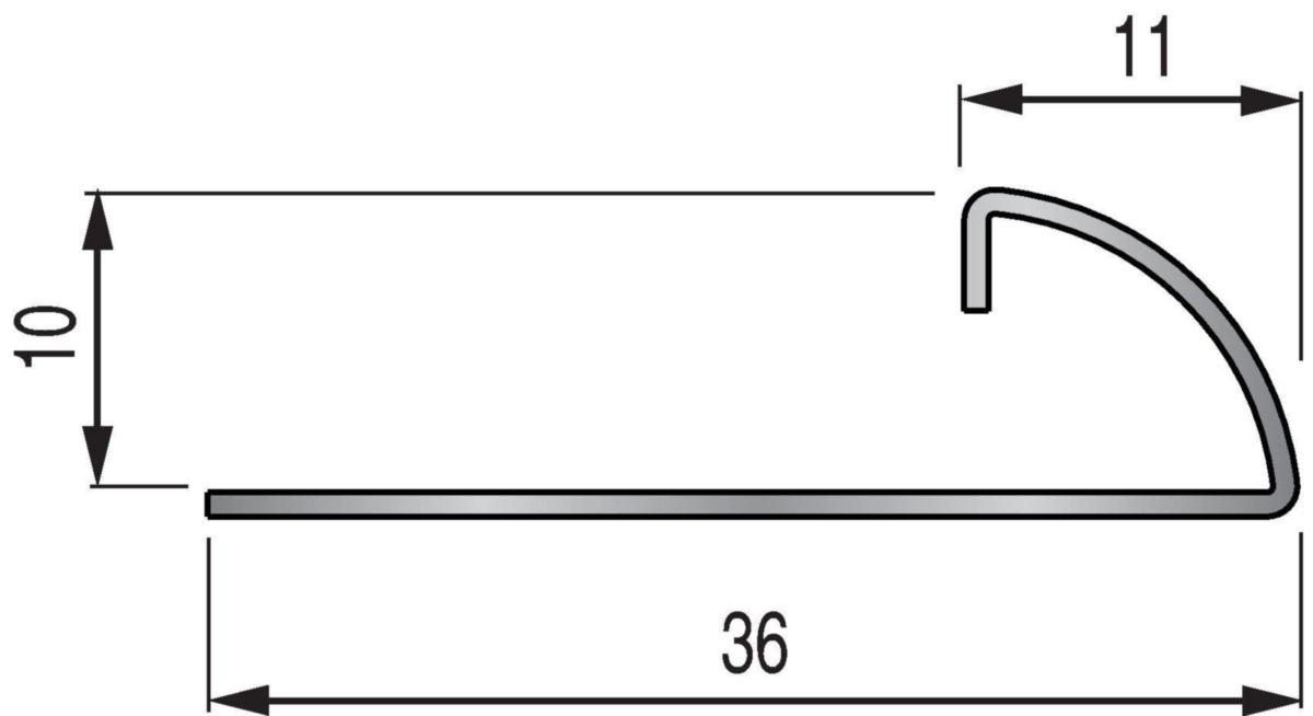 Quart de rond ouvert pour revêtement ép 10 mm inox brillant L 2 5